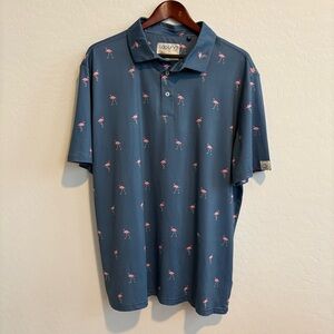 Laguna Golf Polo Shirt Mens L Pink Flamingos. Fun print